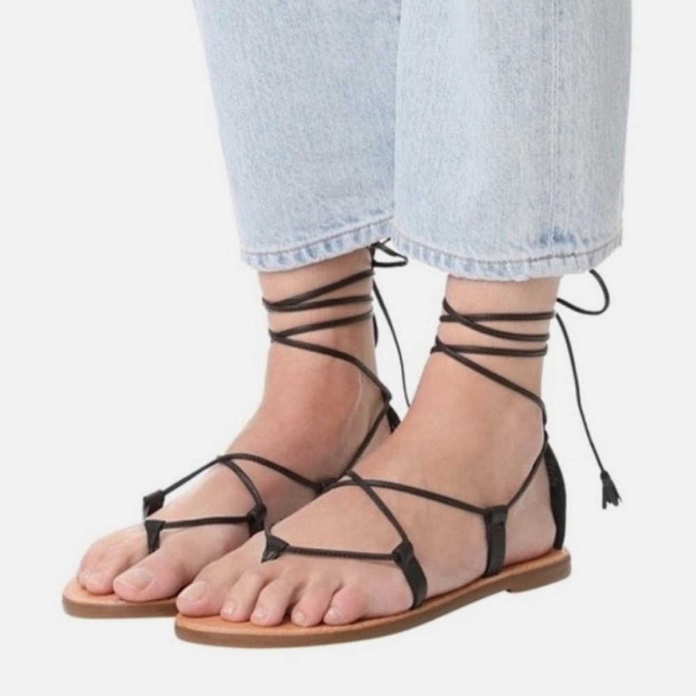 NWOB Madewell Black Lace-Up Sandals